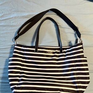Kate Spade Black and White Striped Baby Bag